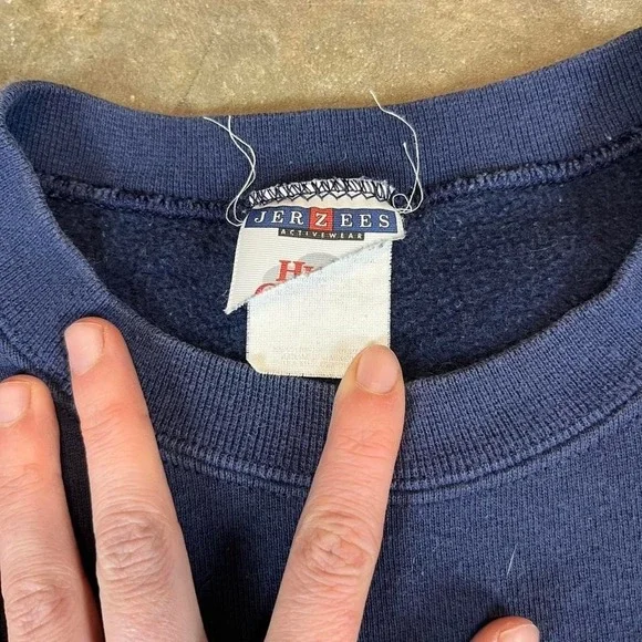 Vintage Jerzees Florida‎ Keys Mermaids Map Sweatshirt Navy Blue Large Womens - Picture 3 of 5